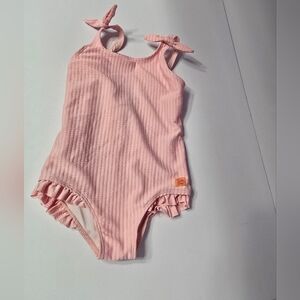 Ruffle Butts Light Pink Textured Swimsuit With Ruffles Toddler 5